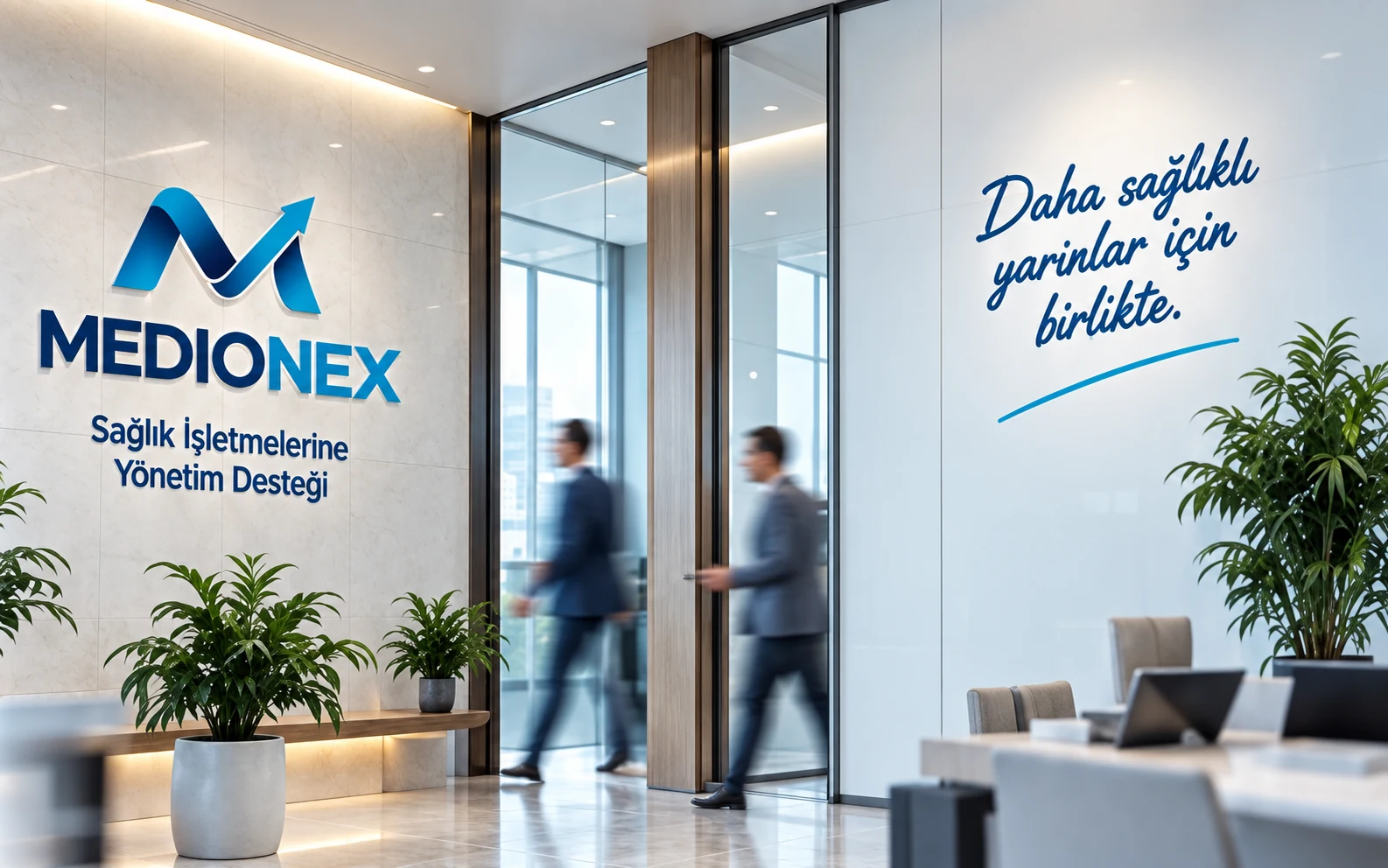 Medionex ile görüşmeniz için modern ofis ortamı